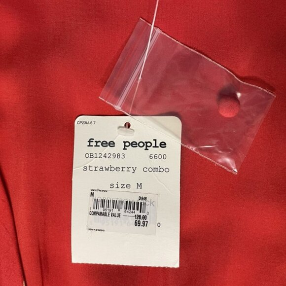NWT Free People Date Night Mini Dress Strawberry Combo Red Floral Polka Dot Med - Picture 12 of 16